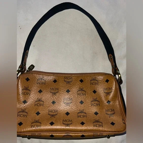 MCM Cognac Visetos Pocket Satchel Brown Handbags and Purses Leather Shoulder Bag